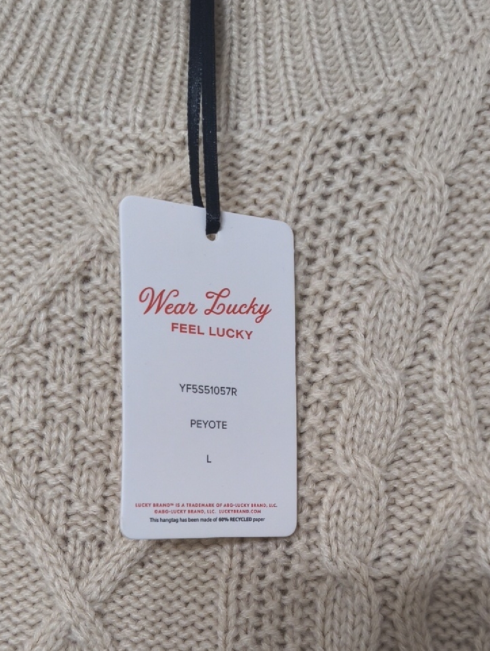 Adorable Crochet Lucky Brand Dress Tan Cream Size L NWT - Picture 7 of 7
